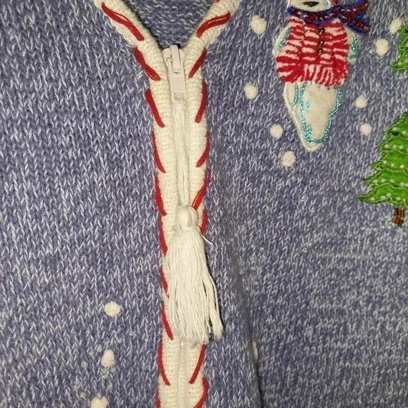 Snowmen Playing Funny Christmas Embroidered Sweater Vest Size 1X - Picture 8 of 9